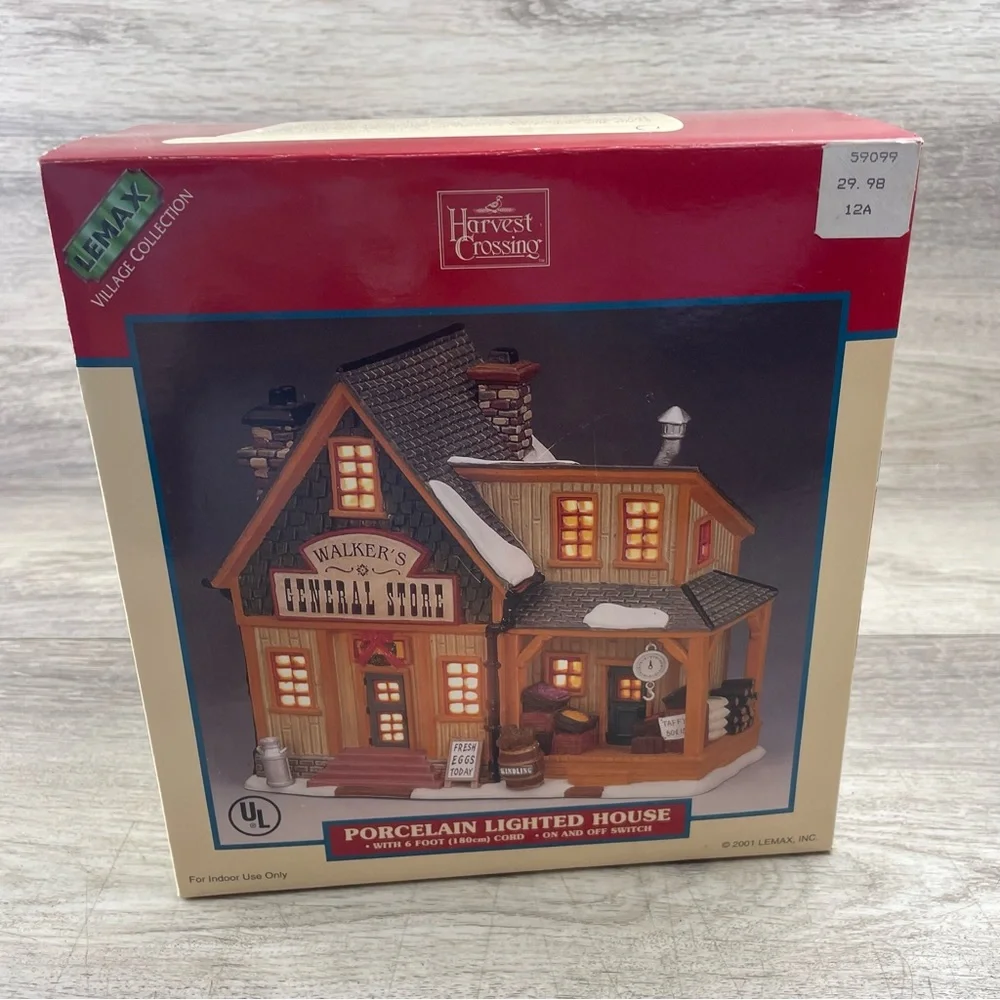 Lemax 2001 Walker's General Store Harvest Crossing w/Power Cord Light Vintage